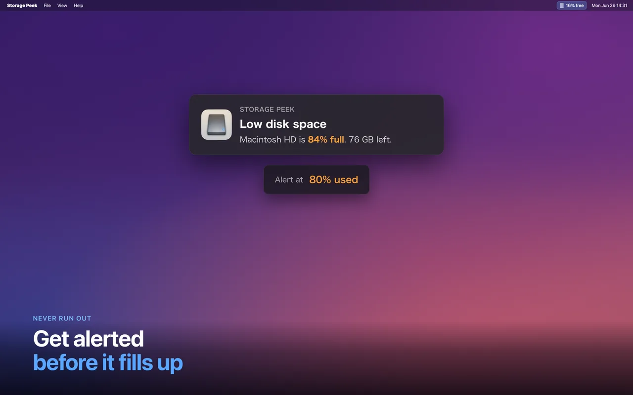 Get alerted before the disk fills up
