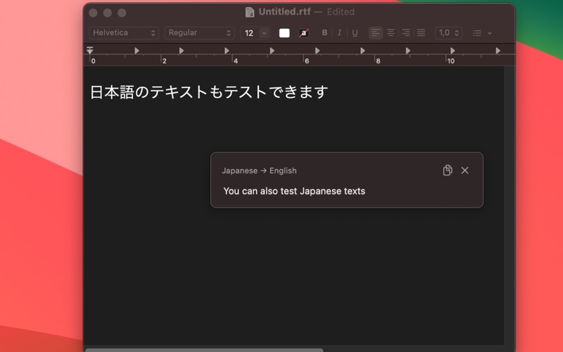 Translate Peek floating translation panel showing instant offline text translation